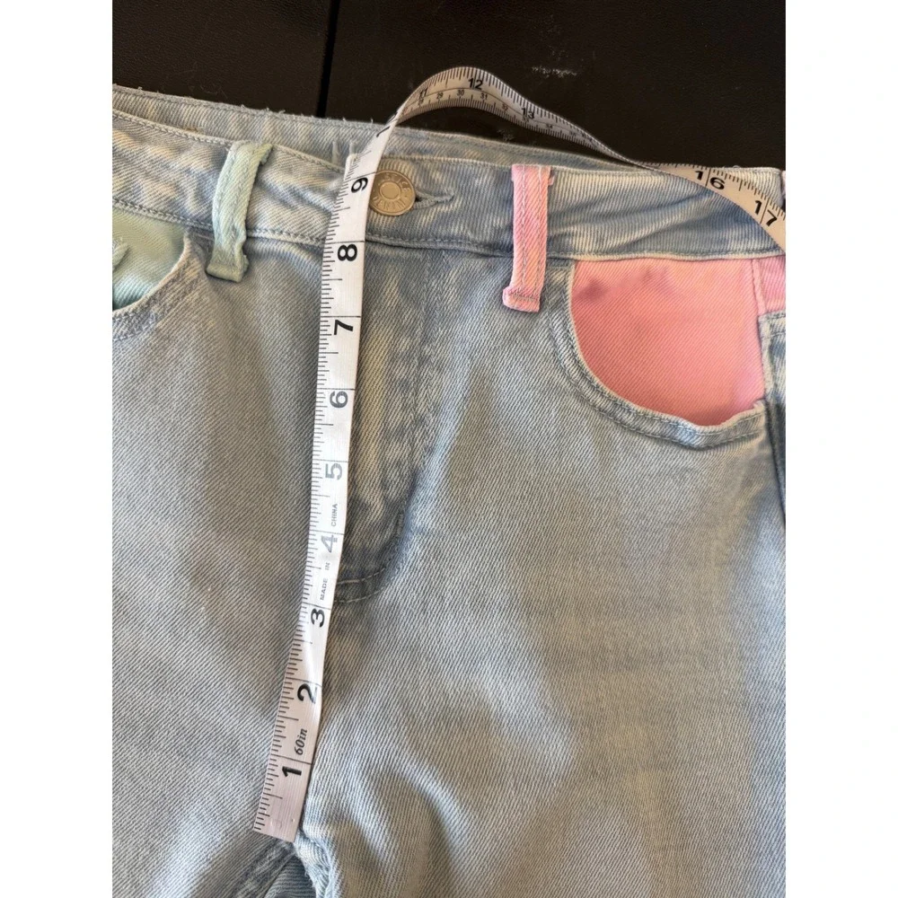 Y2K Justice x Care Bears Girls Colorblock Flare Jeans Size 12 Light Wash Retro